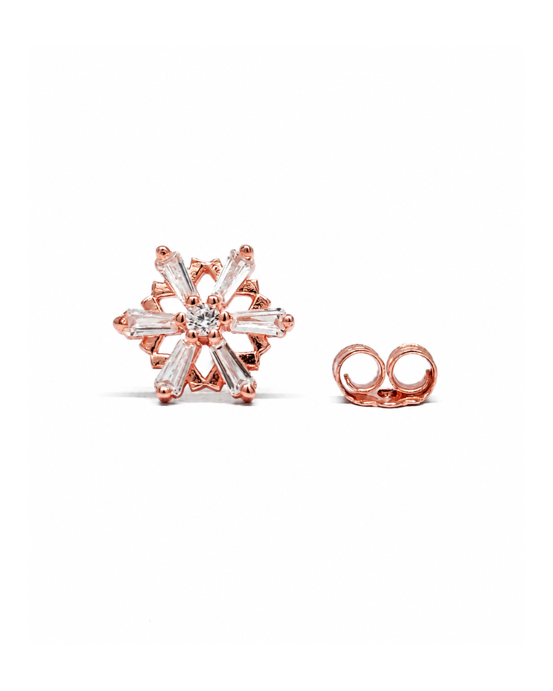 Baguette Cluster Rose Gold Studs