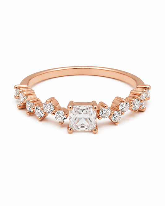 Visel Crystal Square Rose Gold Ring