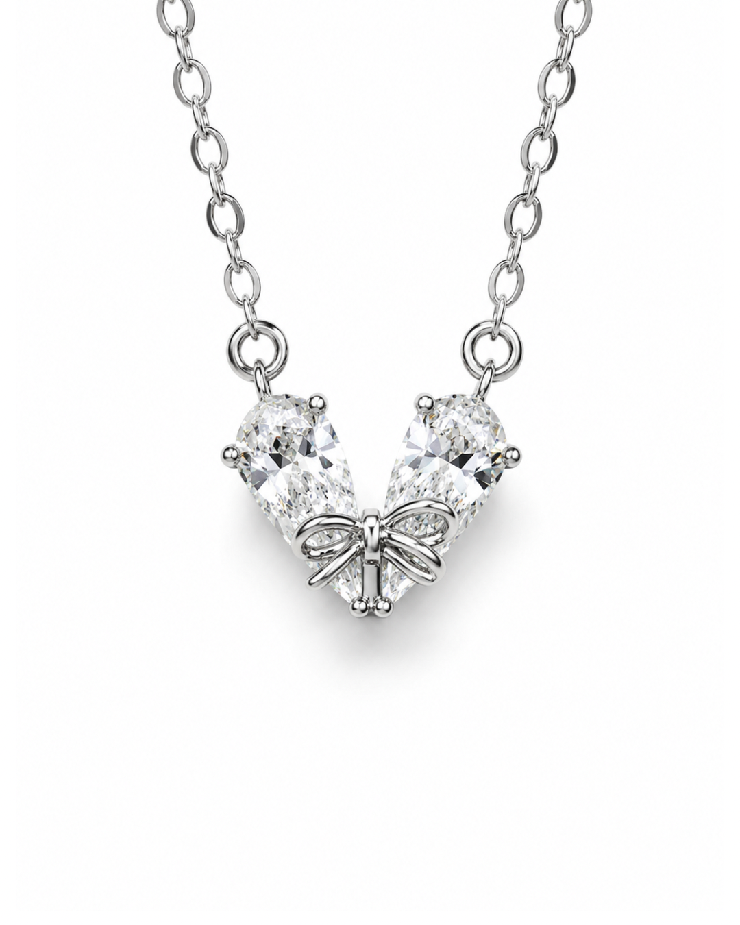 Twin Pear in Bow Necklace