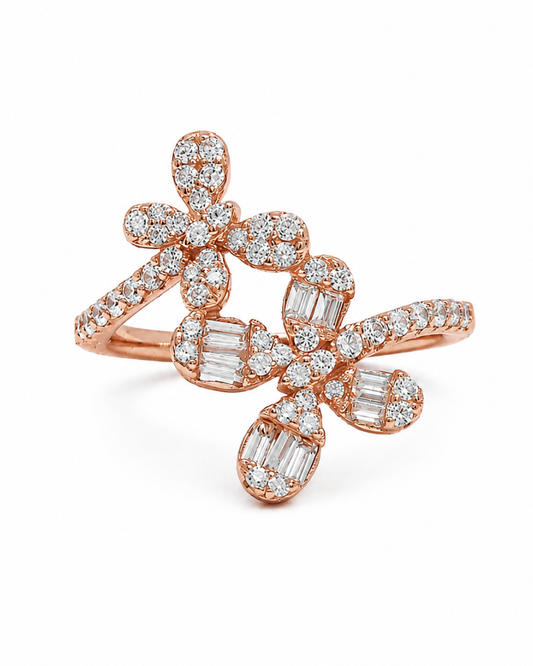 Dual Flower Rose Gold Ring