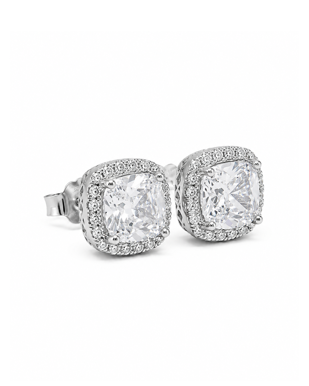 Halo Cushion Studs Earrings