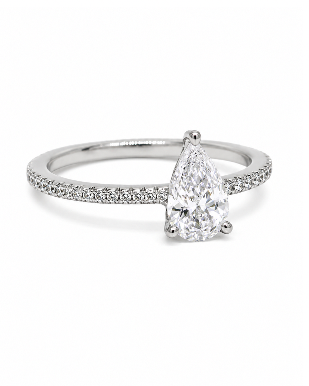 Halo Pear Silver Ring