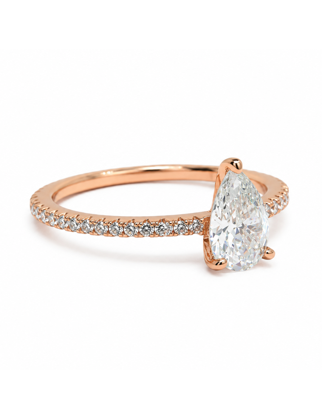 Halo Pear Rose Gold Ring
