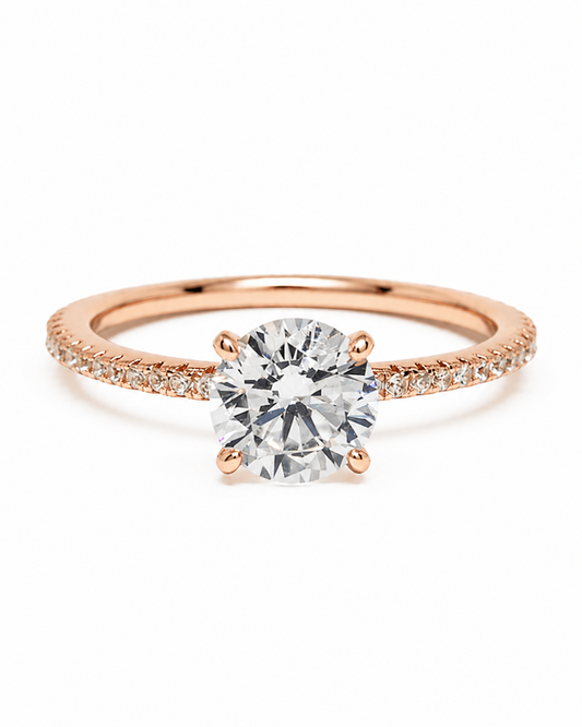 Halo Round Rose Gold Ring