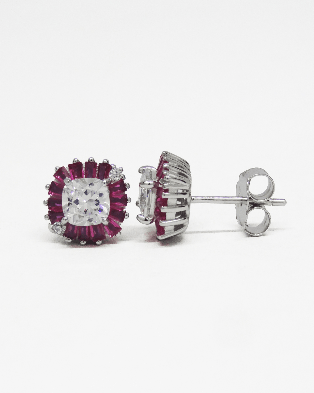Petitie Ruby pink Silver Studs