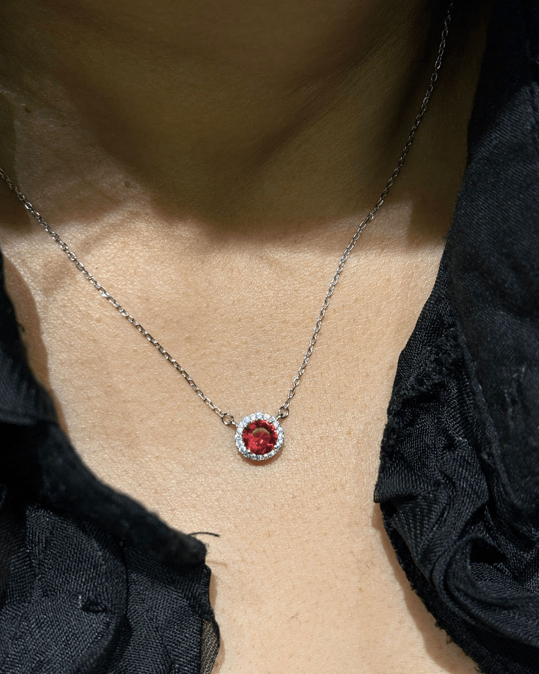 Garnet Red Silver necklace