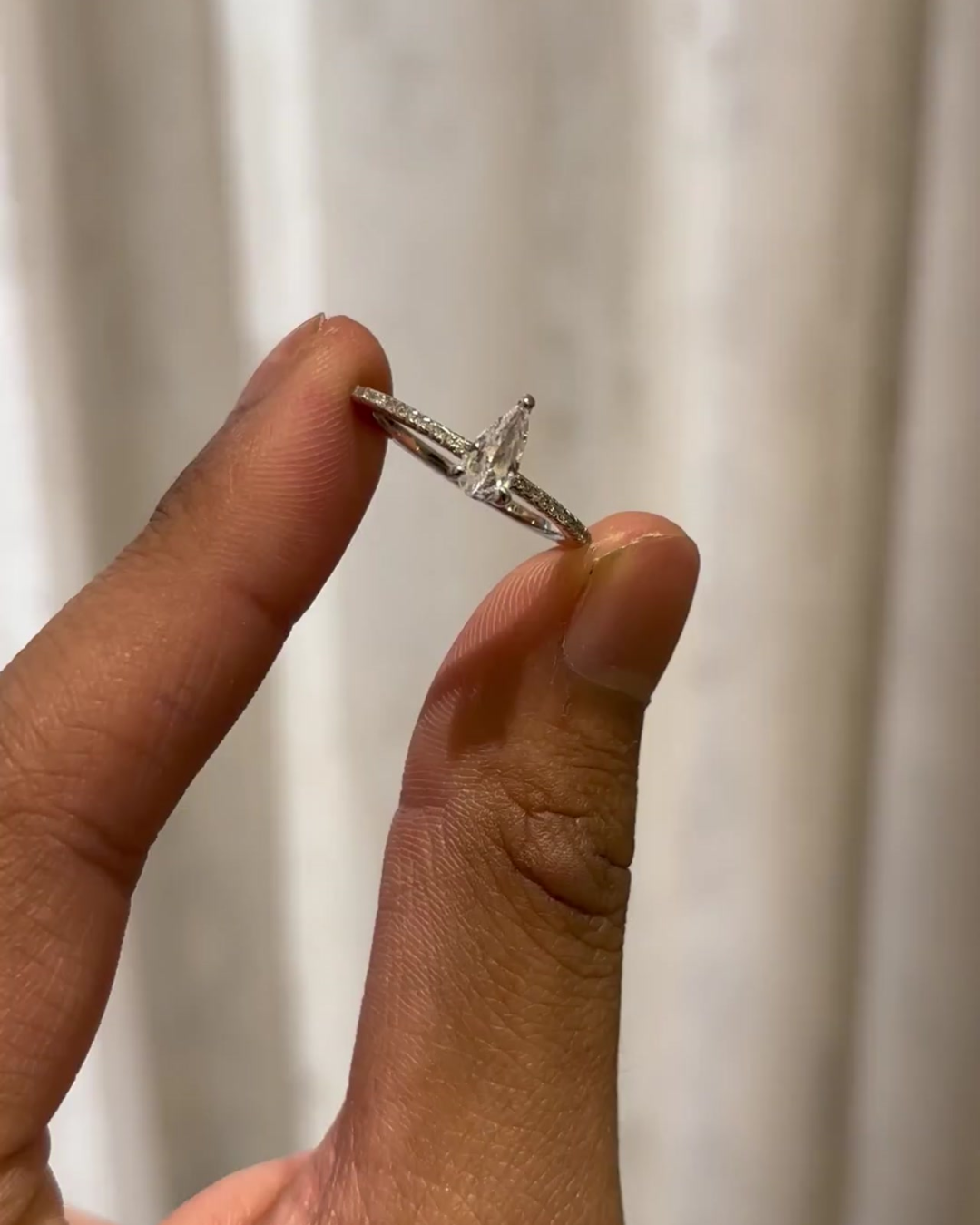 Dainty Pear Silver Ring