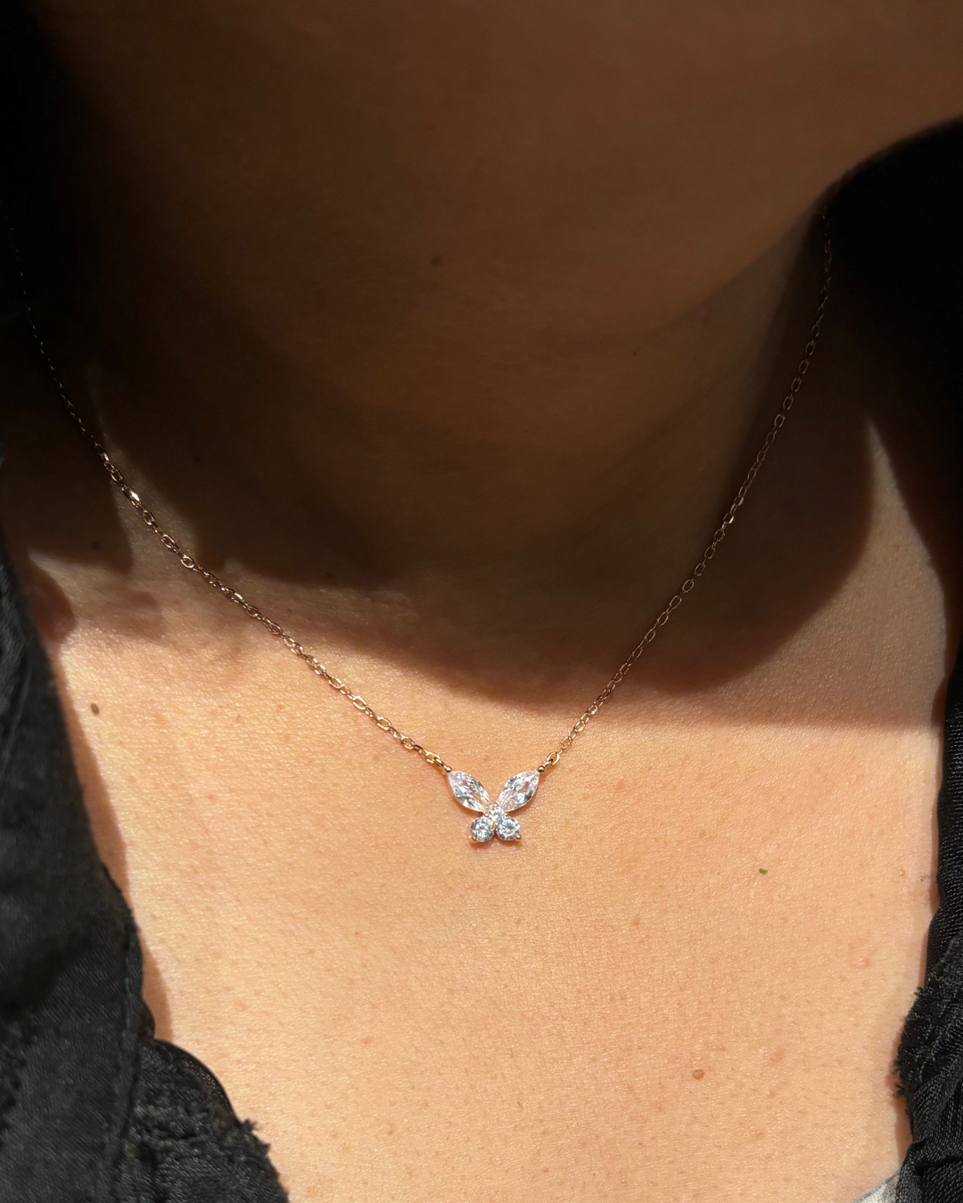 Butterfly Charm Rose Gold Necklace