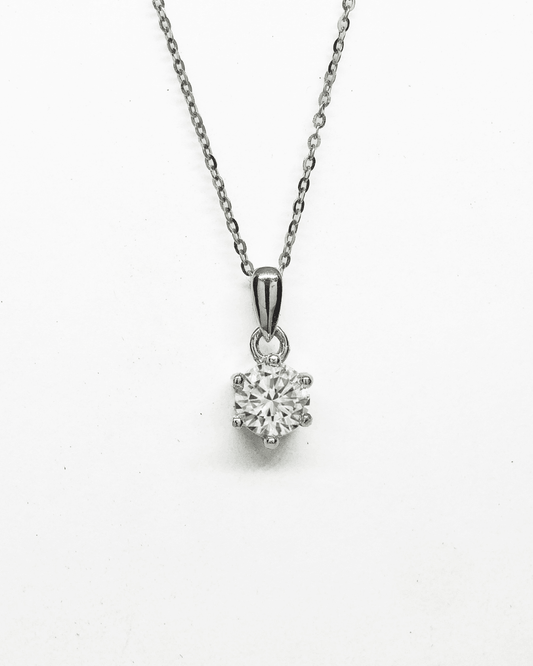 Round Single Solitaire Necklace