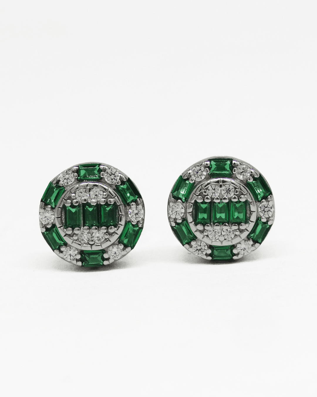 Green Emerald Silver Studs