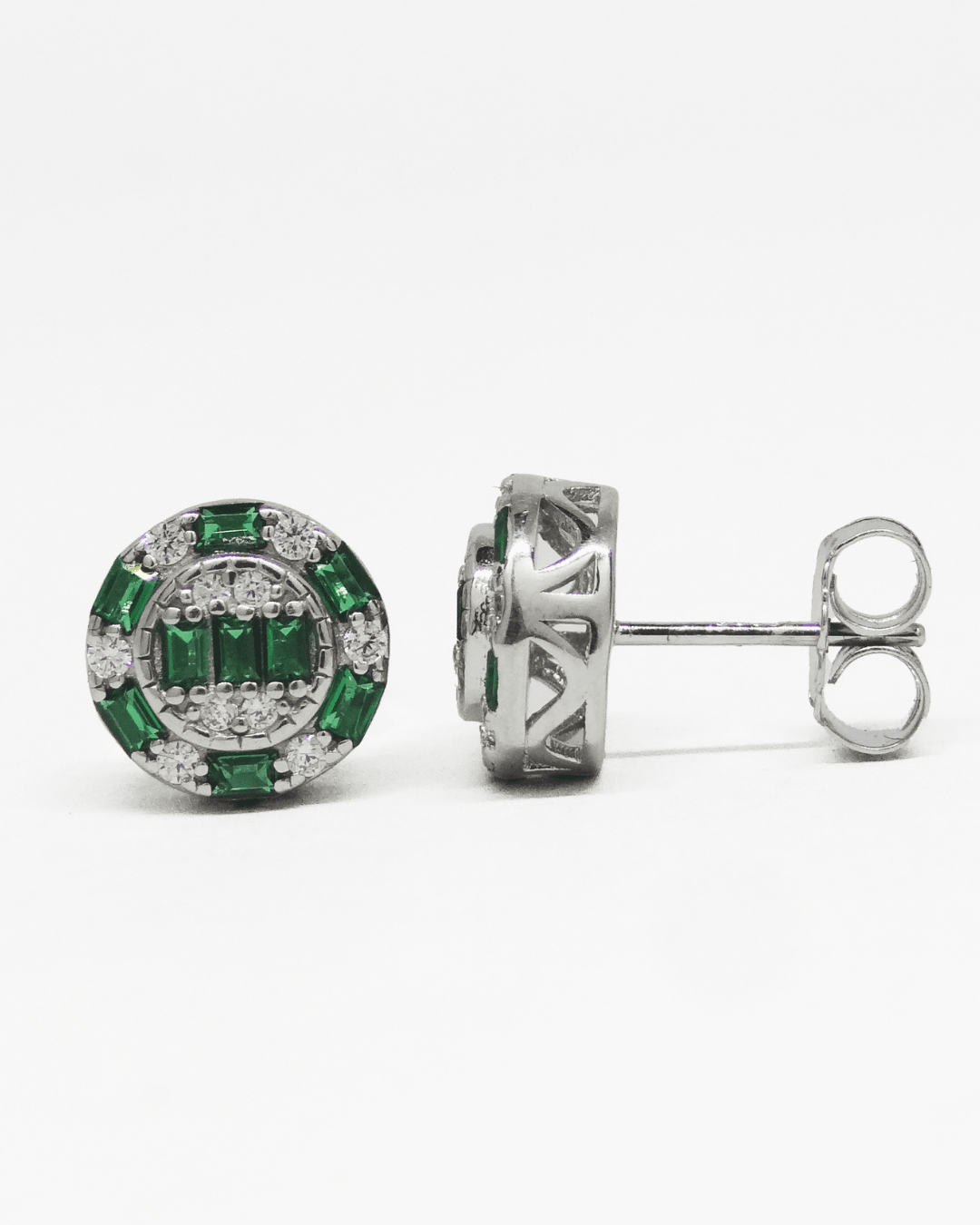 Green Emerald Silver Studs