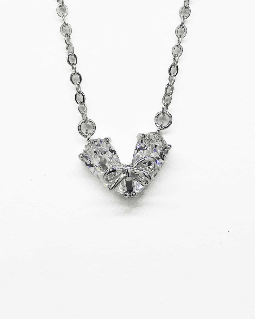 Twin Pear in Bow Necklace