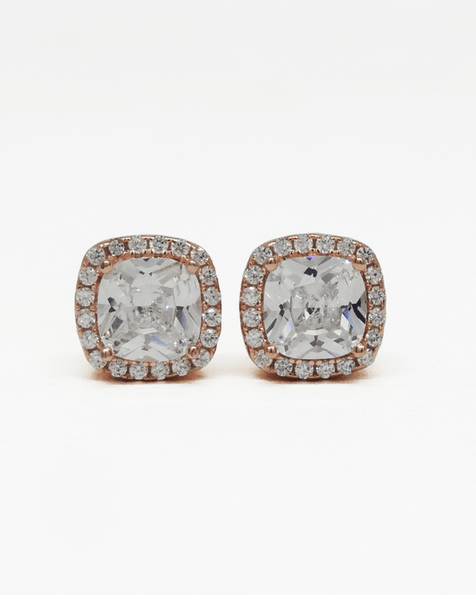 Halo Cushion Studs Earrings