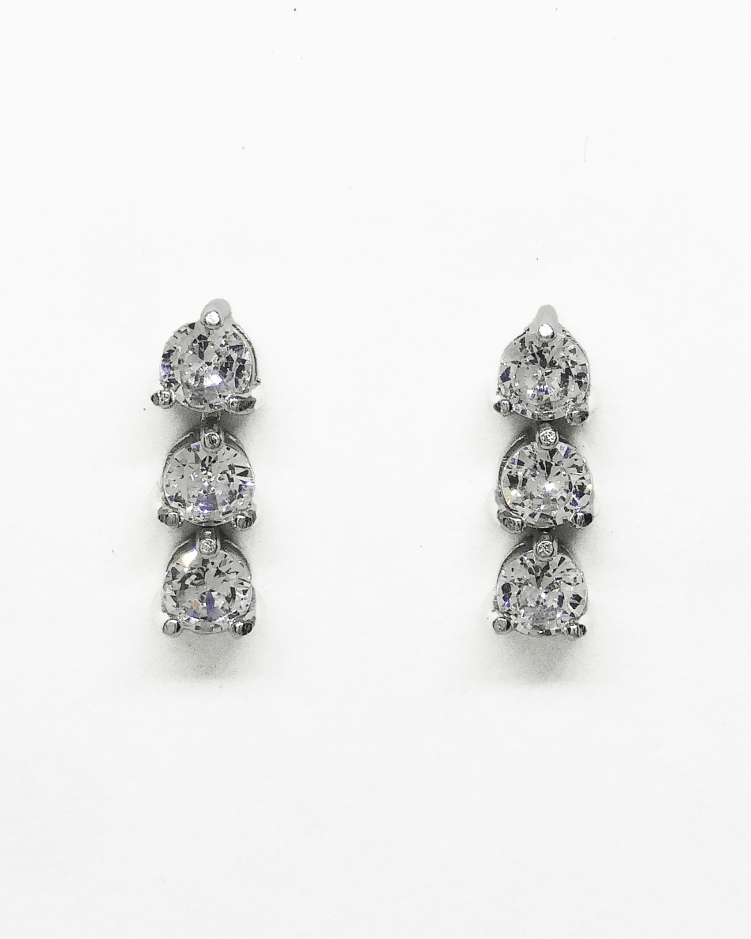Three Stone Round Earrings