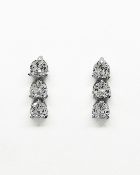 Three Stone Round Earrings