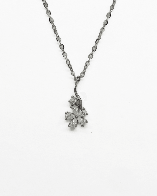 Floral Day dainty Silver Necklace