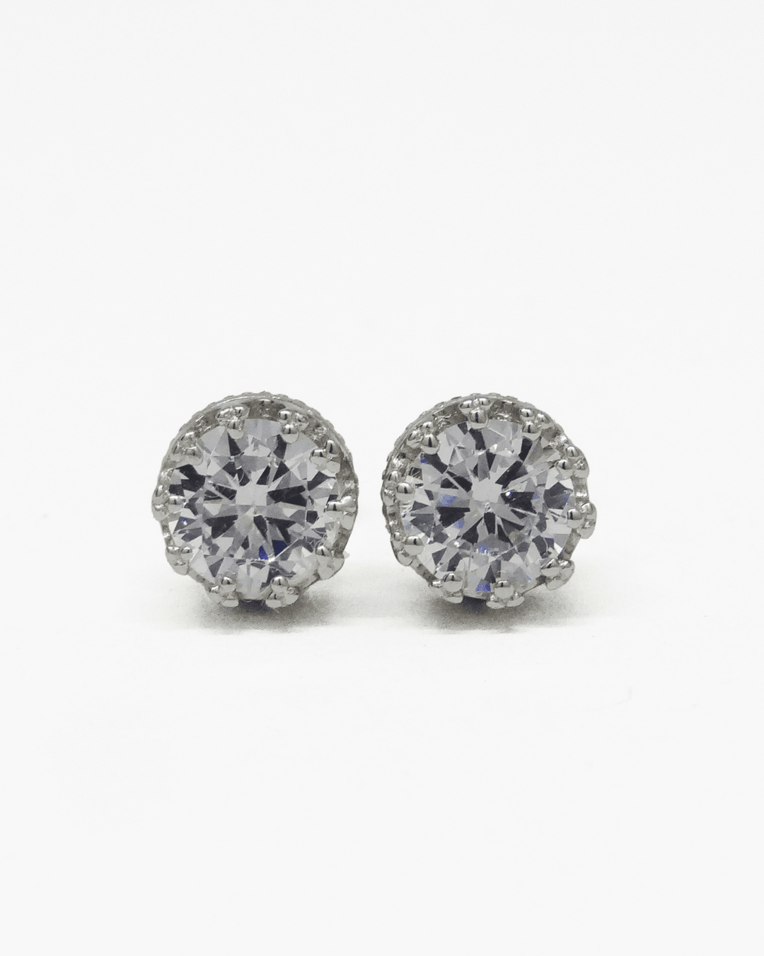 2 CT Silver Solitaire Studs