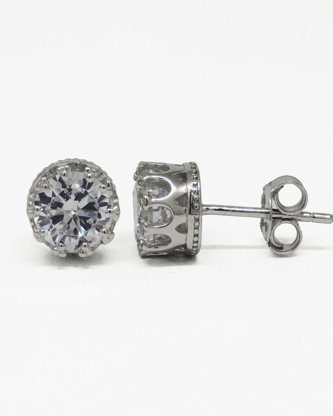 2 CT Silver Solitaire Studs