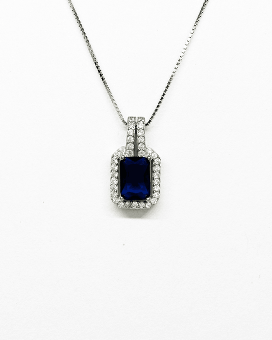 Spark Blue Silver Necklace