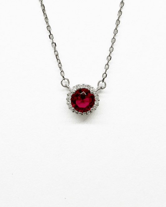 Garnet Red Silver necklace
