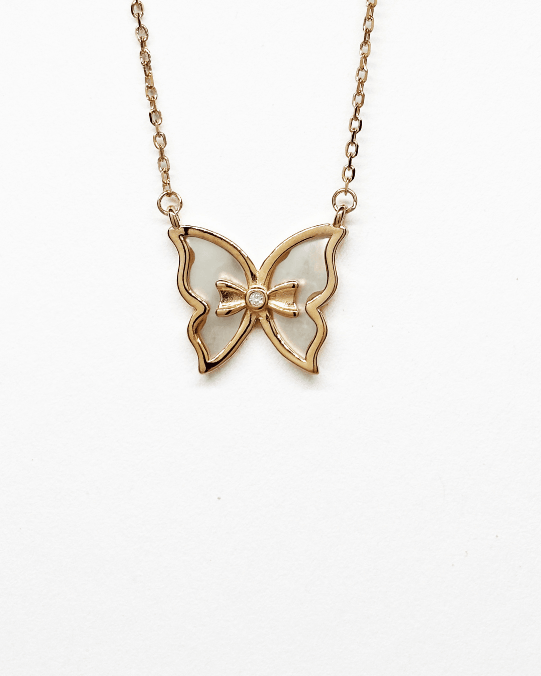 Butterfly Charm Rose Gold Necklace