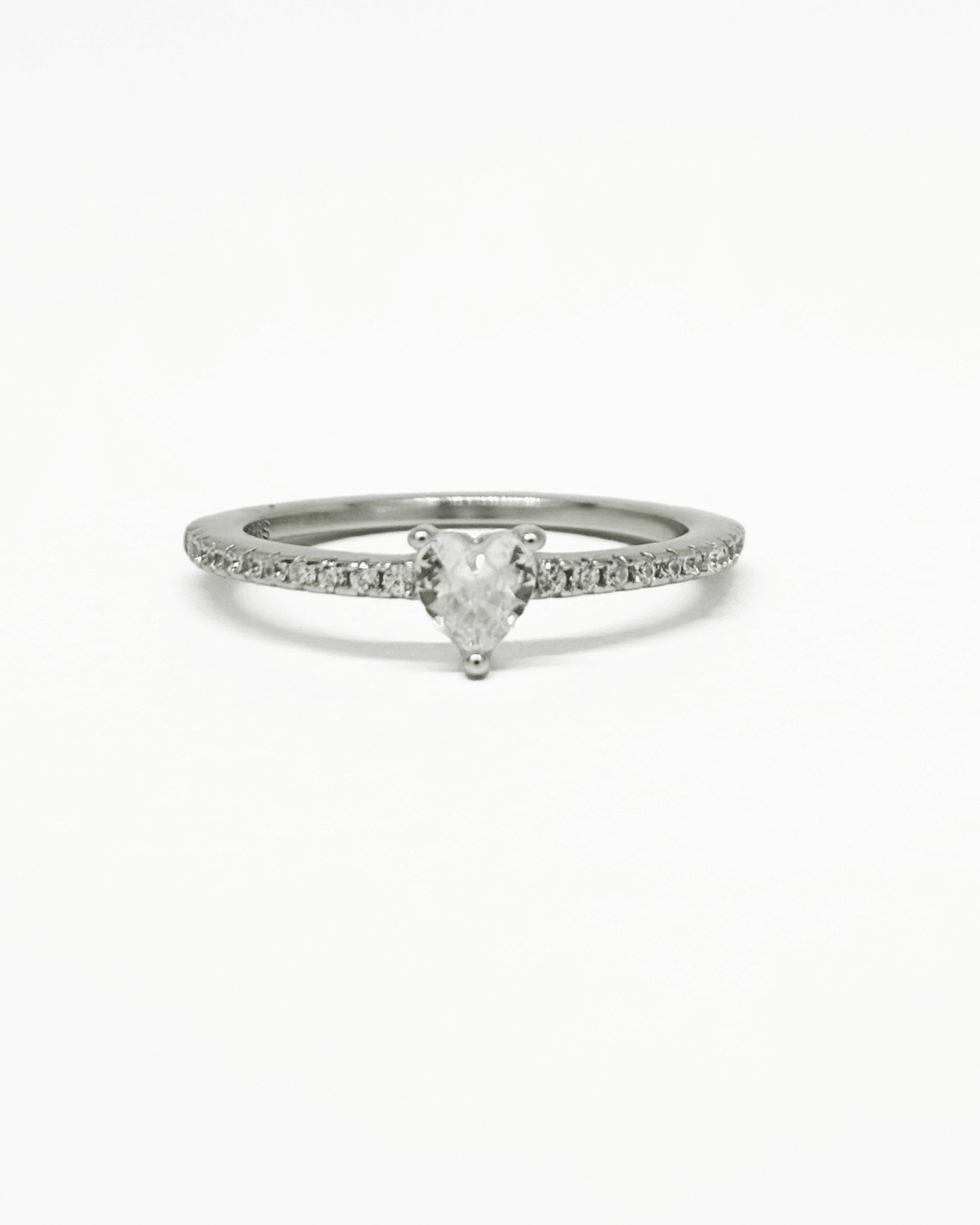 Heart Solitaire Silver Ring
