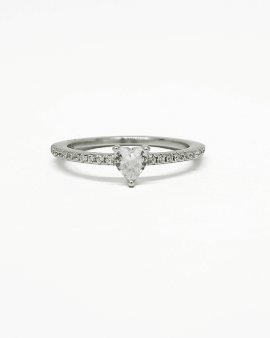 Heart Solitaire Silver Ring