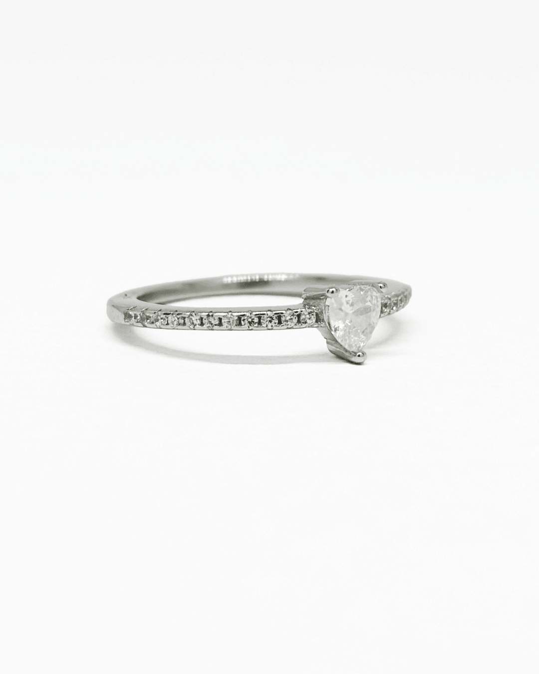 Heart Solitaire Silver Ring