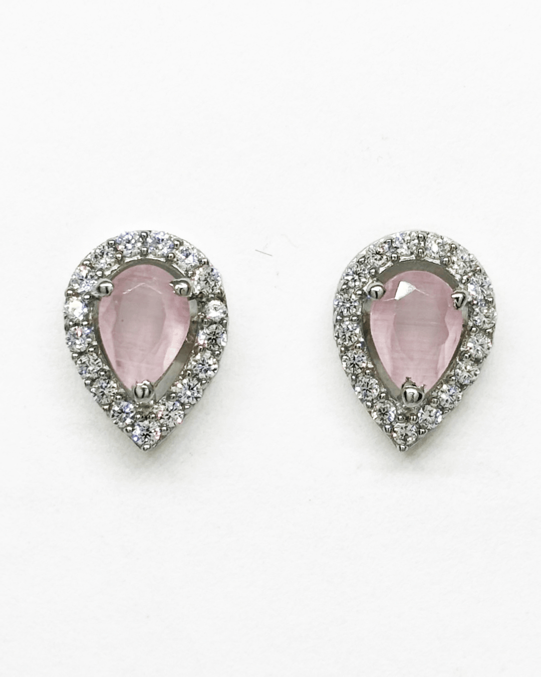 Halo Pink Pear Studs