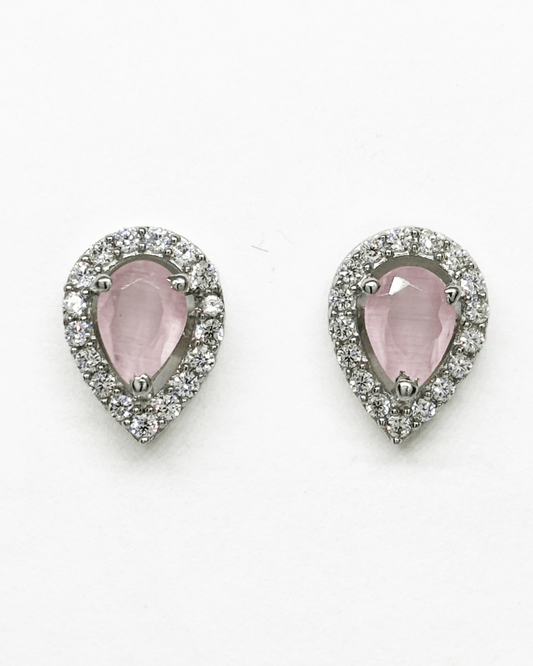 Halo Pink Pear Studs