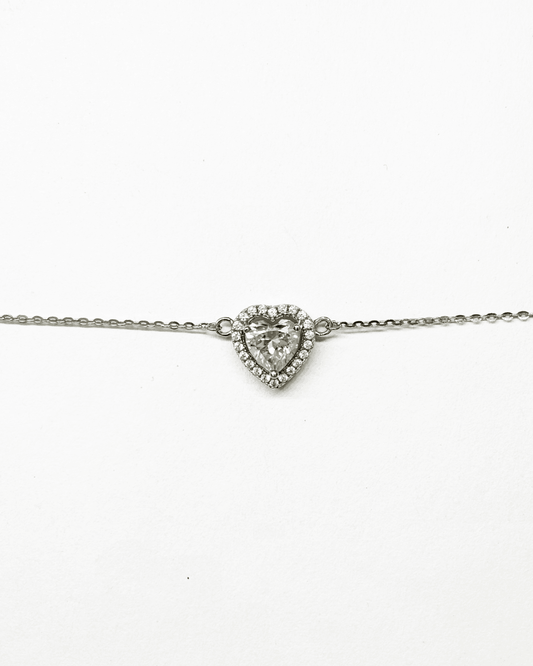 Halo Heart Silver Bracelet