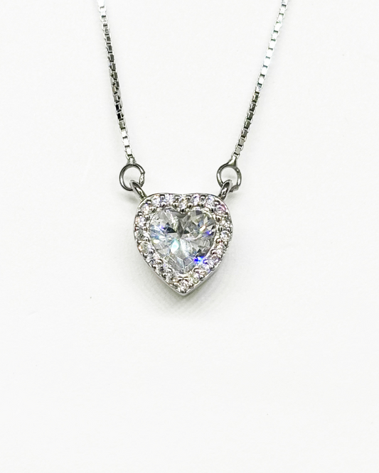 Halo Heart Silver Necklace
