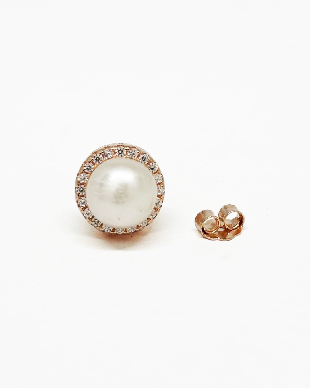 Halo Pearl Rose Gold Earrings