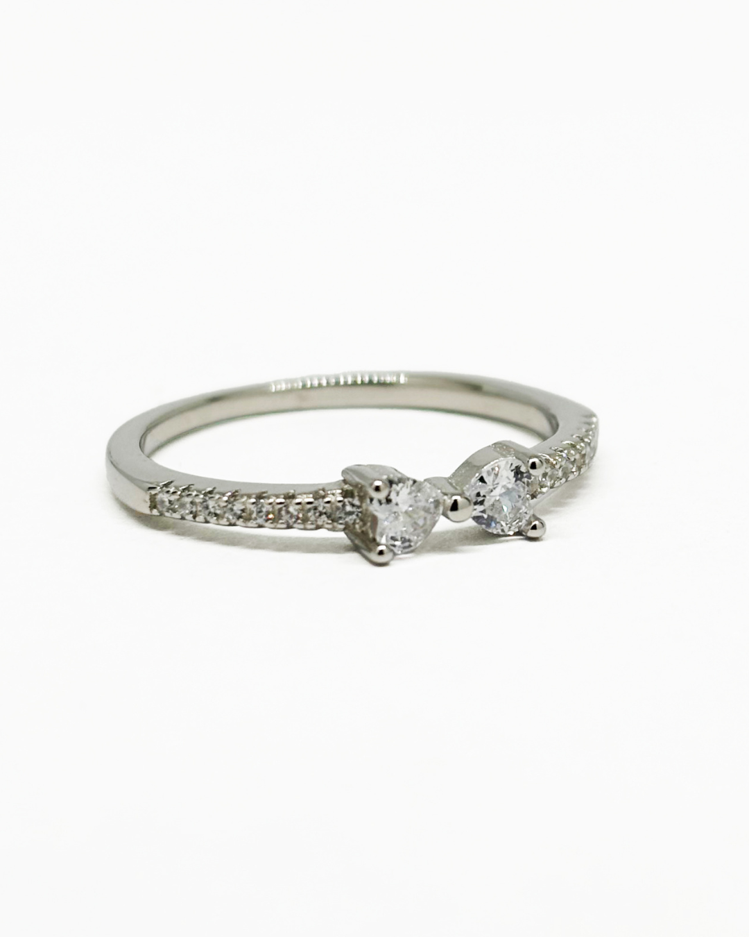 2 Stone Heart Ring