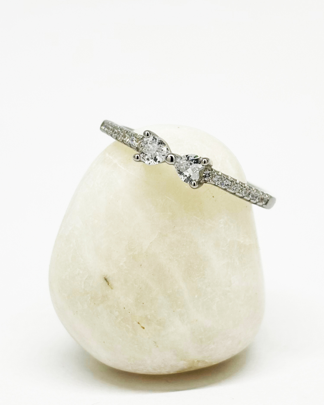 2 Stone Heart Ring