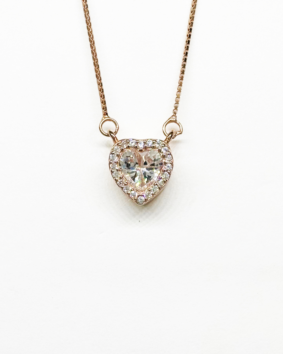 Halo Heart Rose Gold Necklace