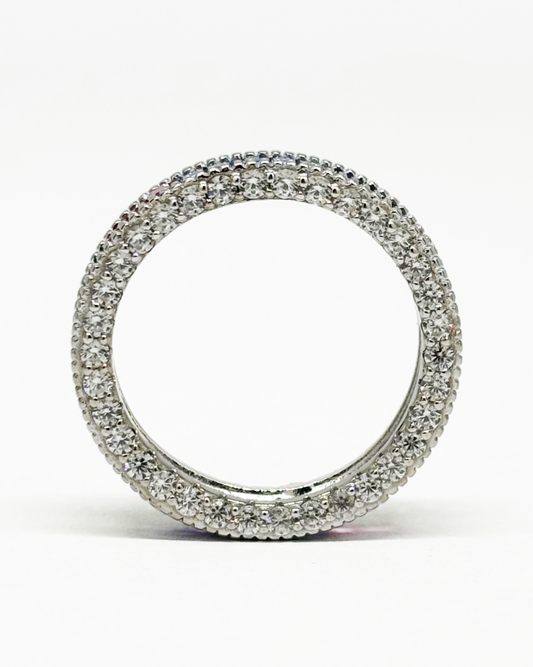 Rainbow Sapphire Emerald Silver Ring Band