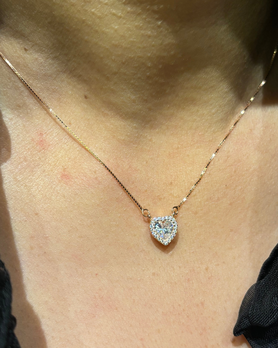 Halo Heart Rose Gold Necklace