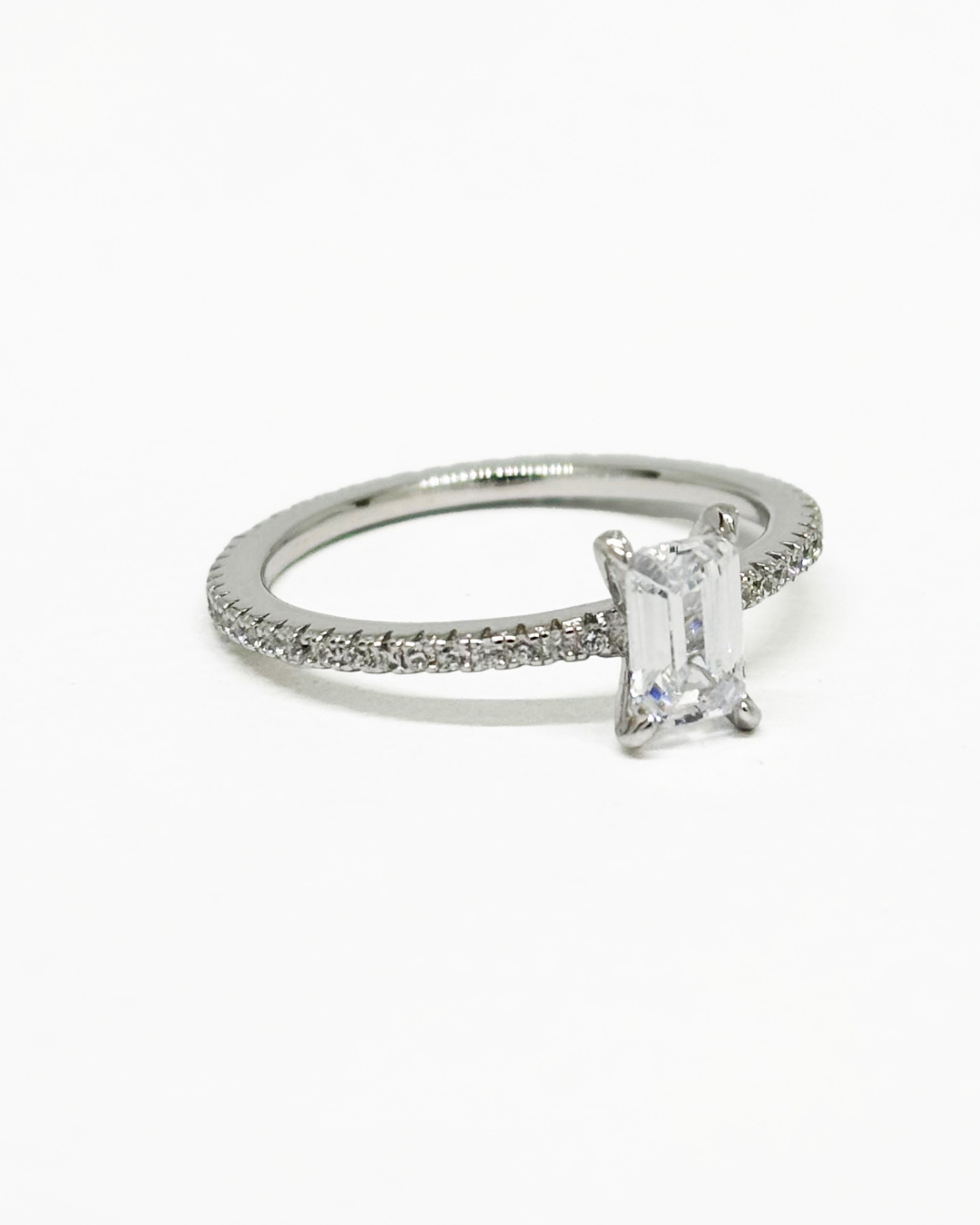 Dainty Emerald Silver Ring