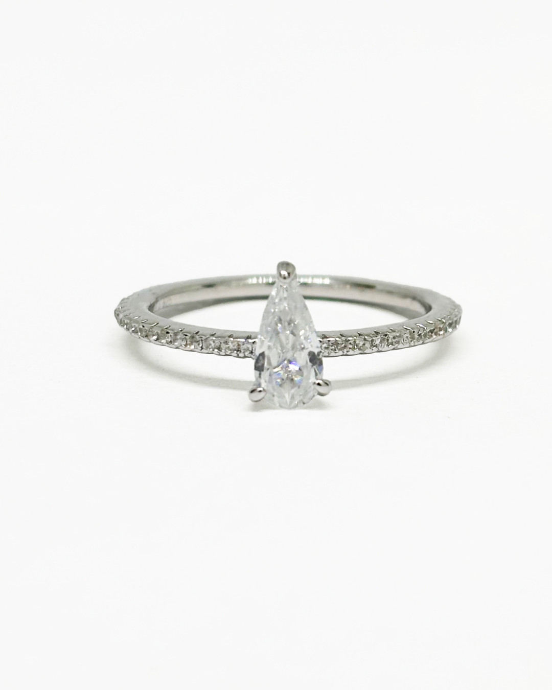 Dainty Pear Silver Ring