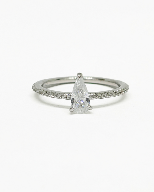 Dainty Pear Silver Ring