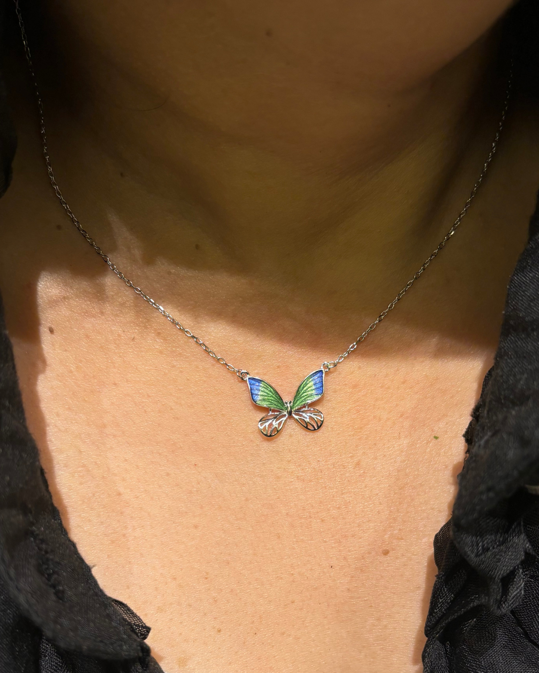 Whimsy Butterfly Silver Necklace