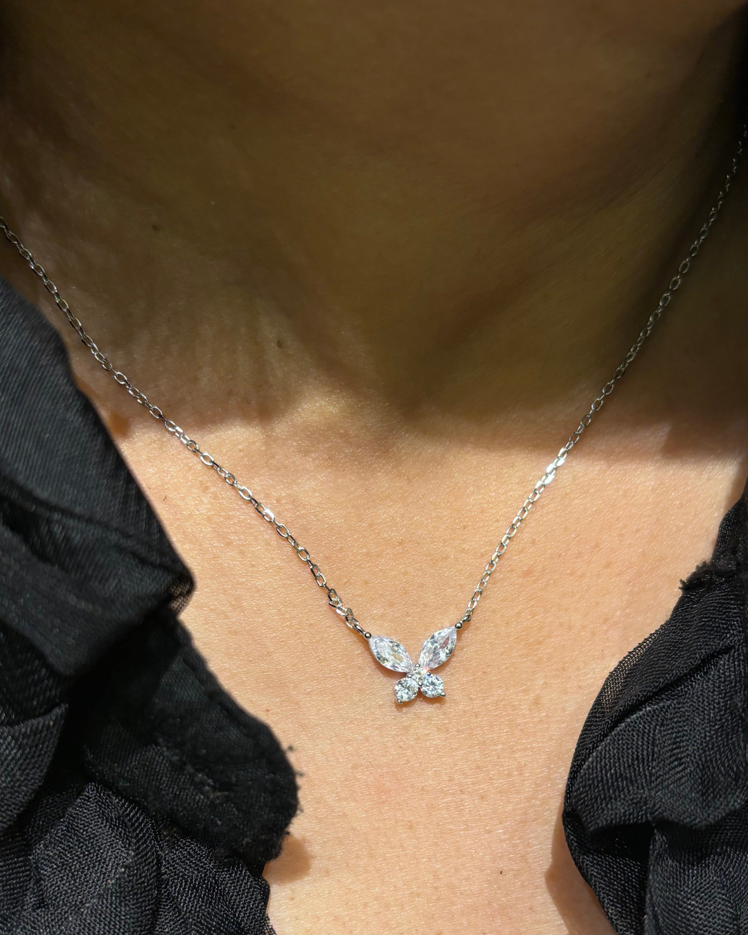 Butterfly Charm Silver Necklace