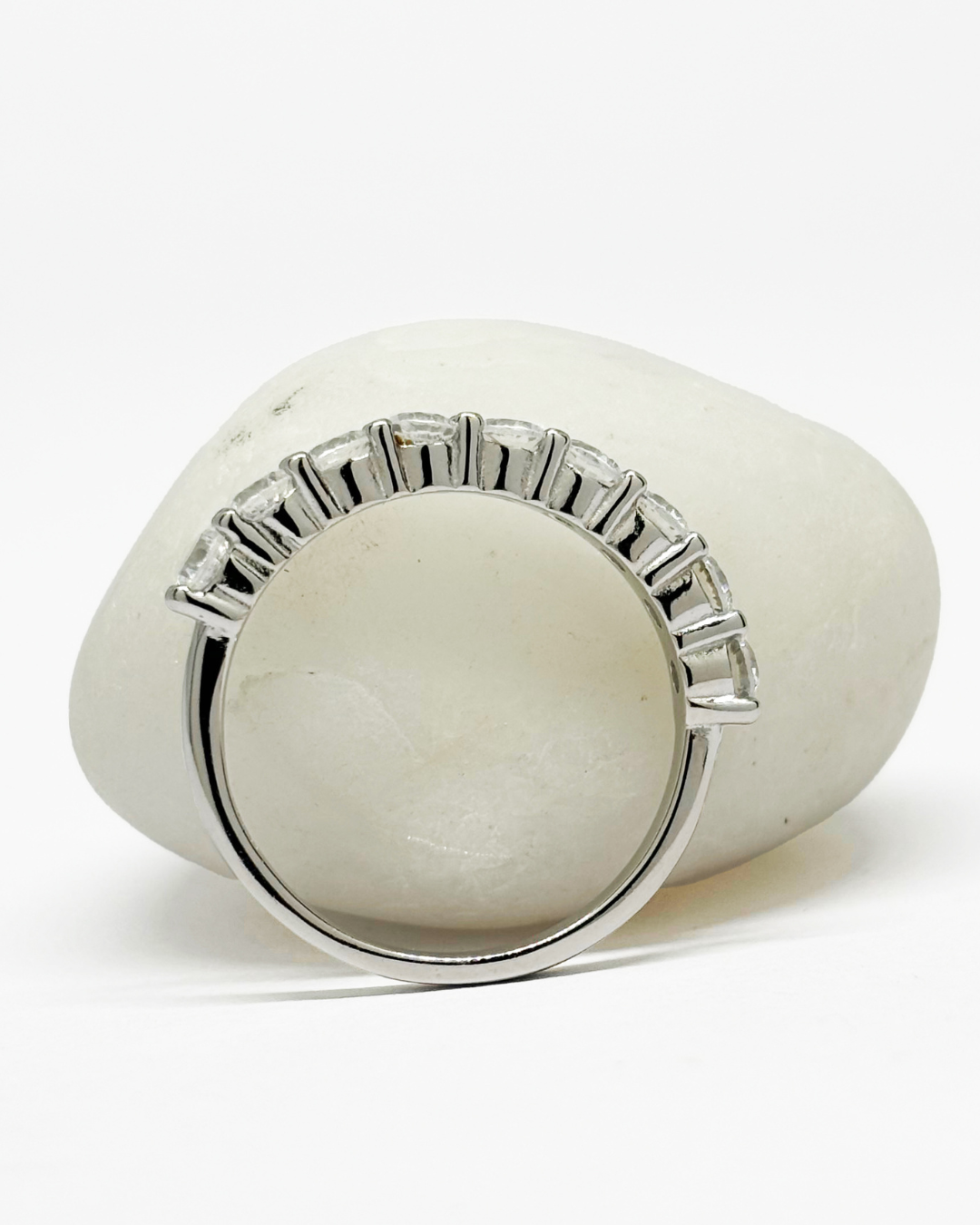 Classy Round Eternity Band Silver Ring