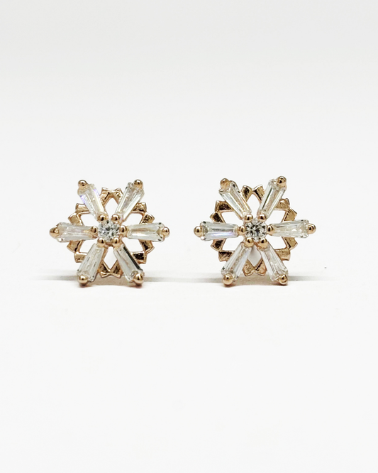 Baguette Cluster Rose Gold Studs
