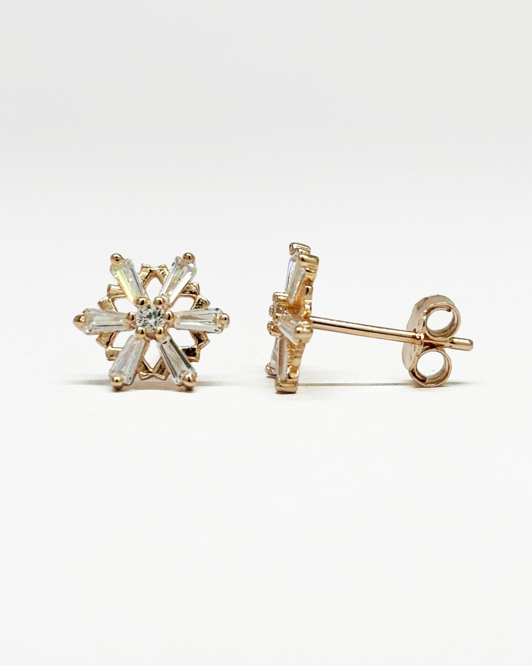 Baguette Cluster Rose Gold Studs