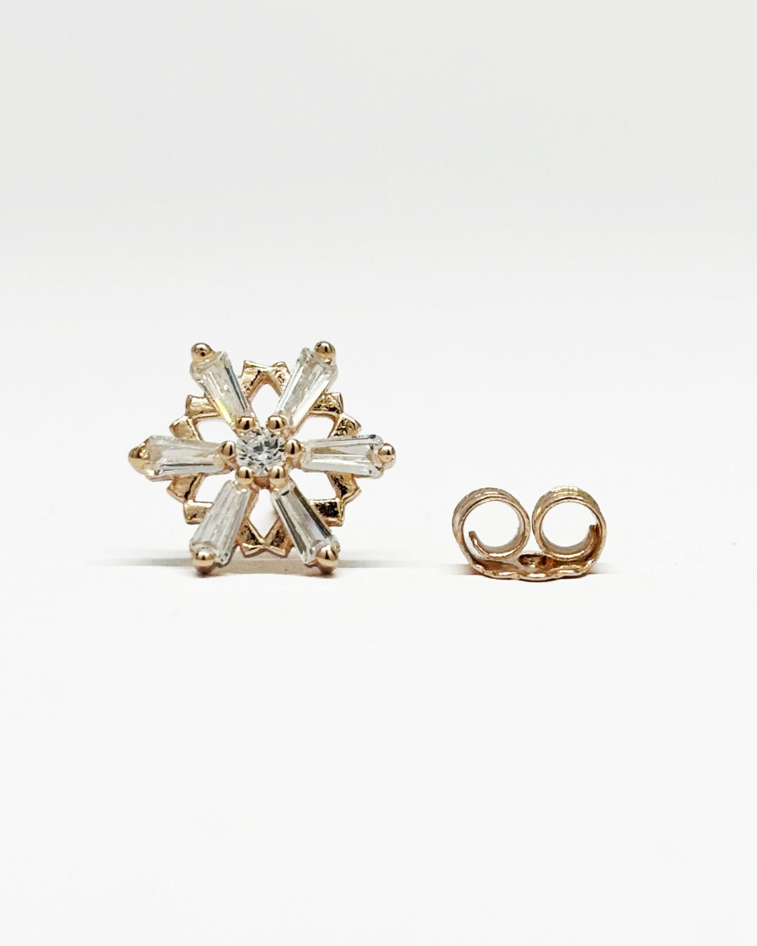 Baguette Cluster Rose Gold Studs