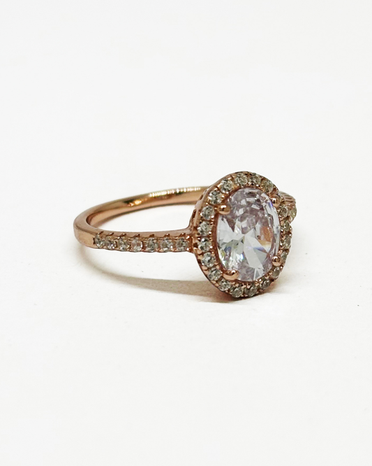 Halo Oval Rose Gold Ring
