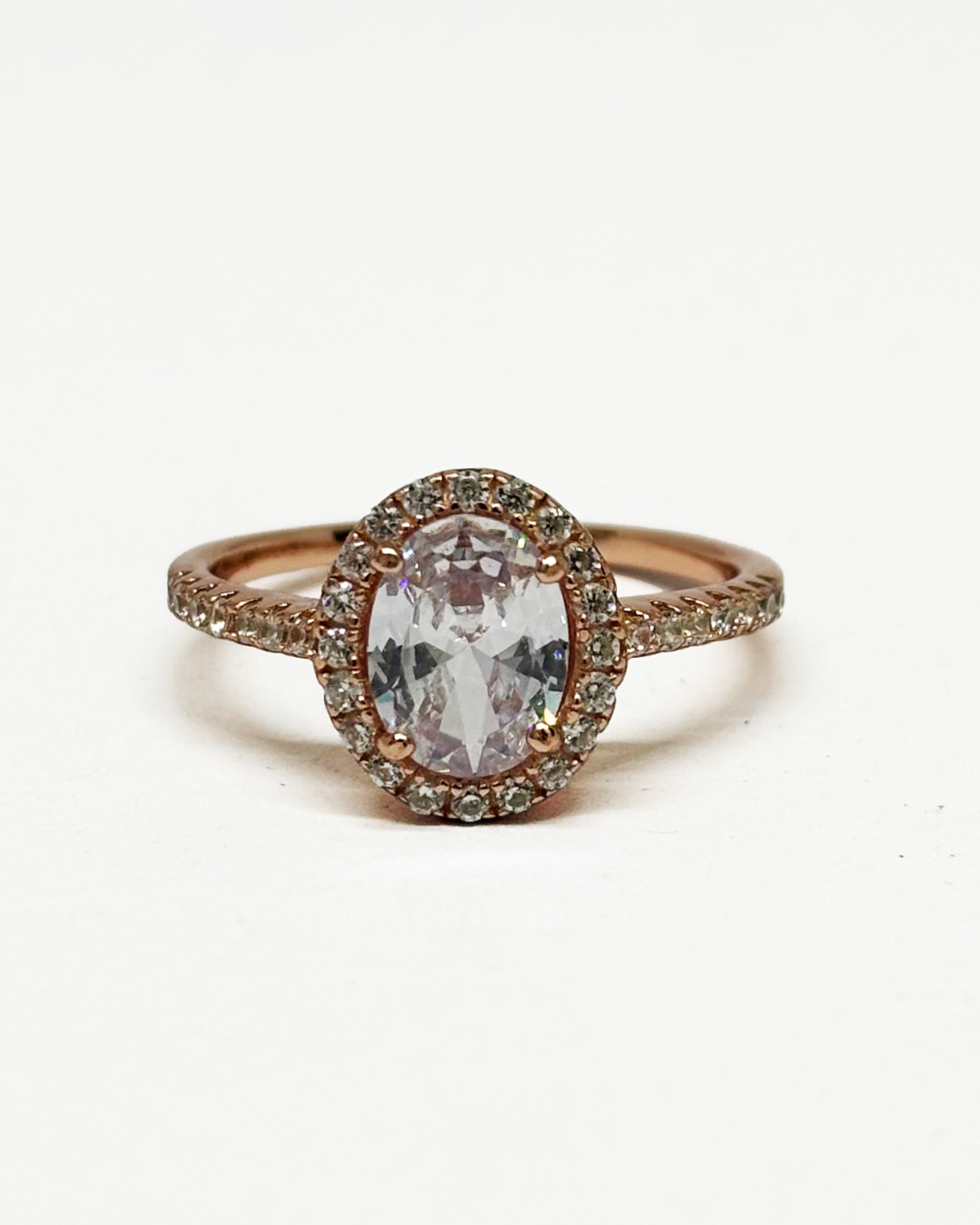 Halo Oval Rose Gold Ring