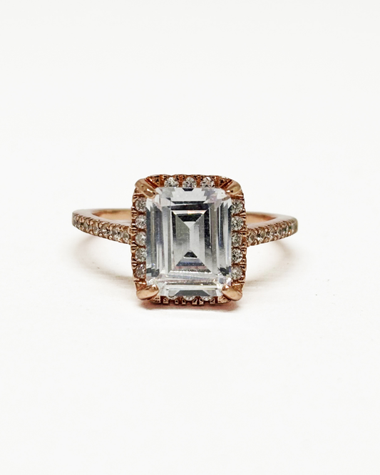 Lavish Emerald Halo Rose Gold Ring